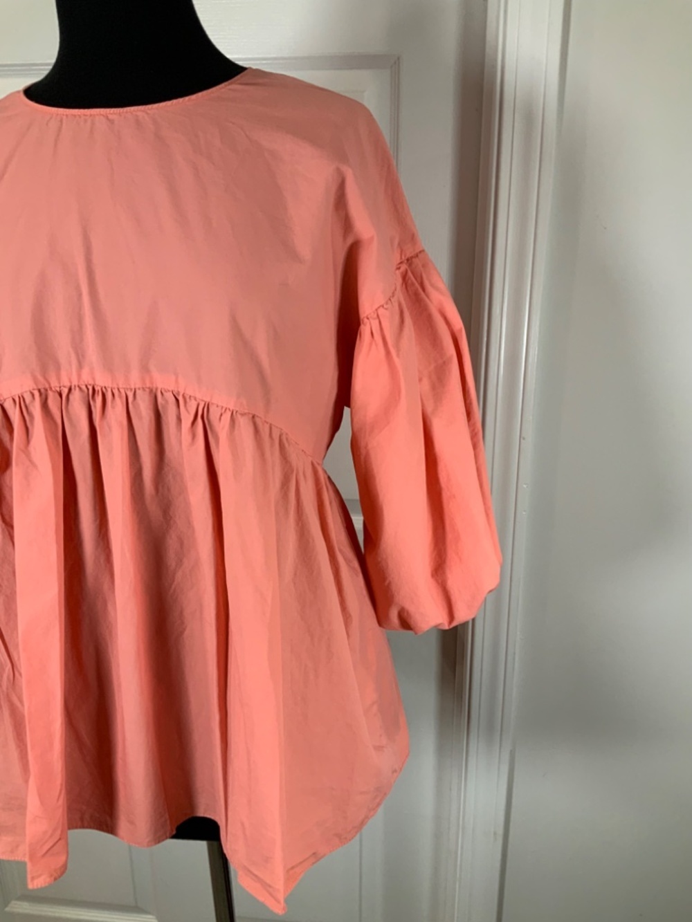 Pomander Place by Tuckernuck Peach Cotton Babydoll Puff Sleeve Top Size XS - Picture 5 of 11